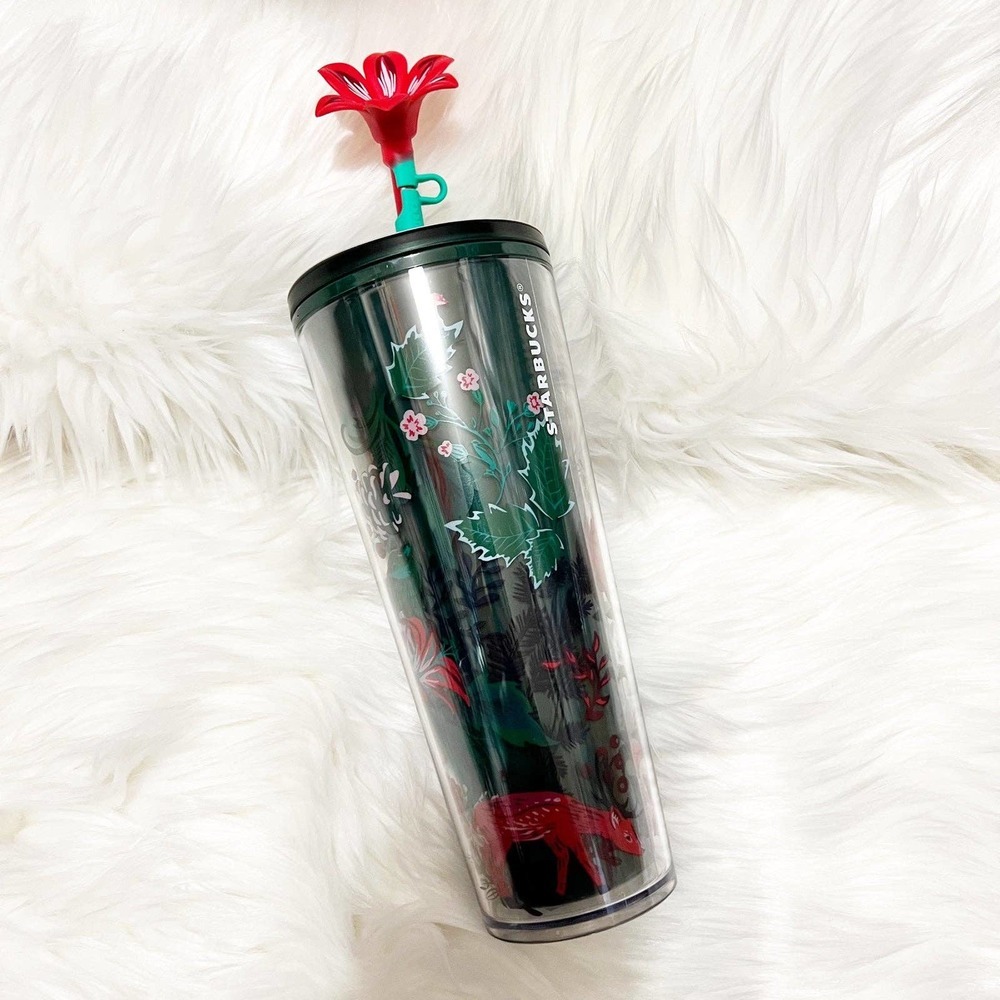 Starbucks • 2022 Holiday Pointsetta Straw Topper 24oz. Tumbler